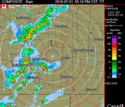 Moose Jaw, SK Animated Weather Radar .